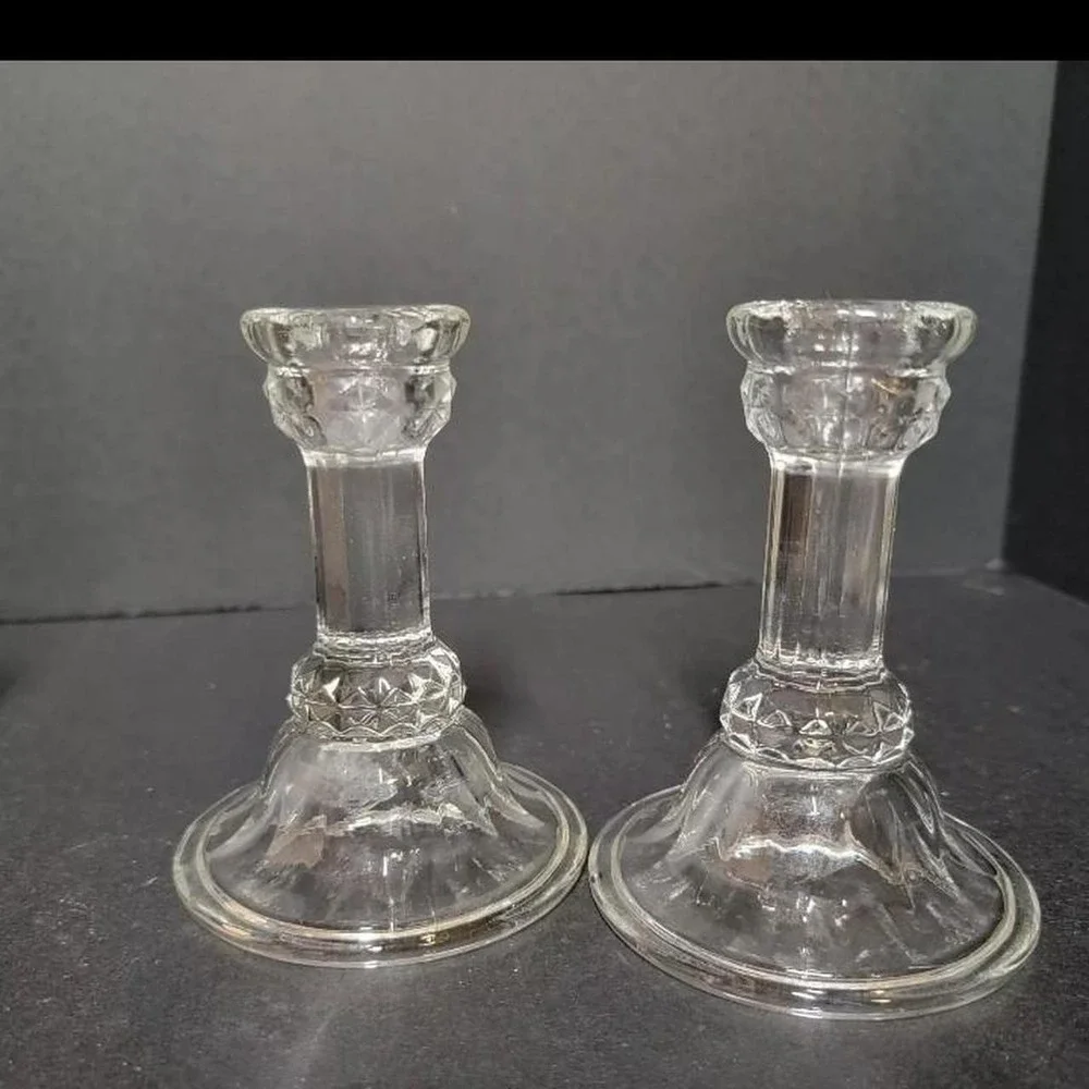 Vintage Home Interiors Small Diamond Crystal Candle Holders